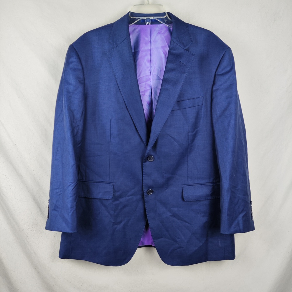 Berragamo Suit Jacket Mens 44 Short Blue Wool Reda 1865 Italian Fabric 2 Button